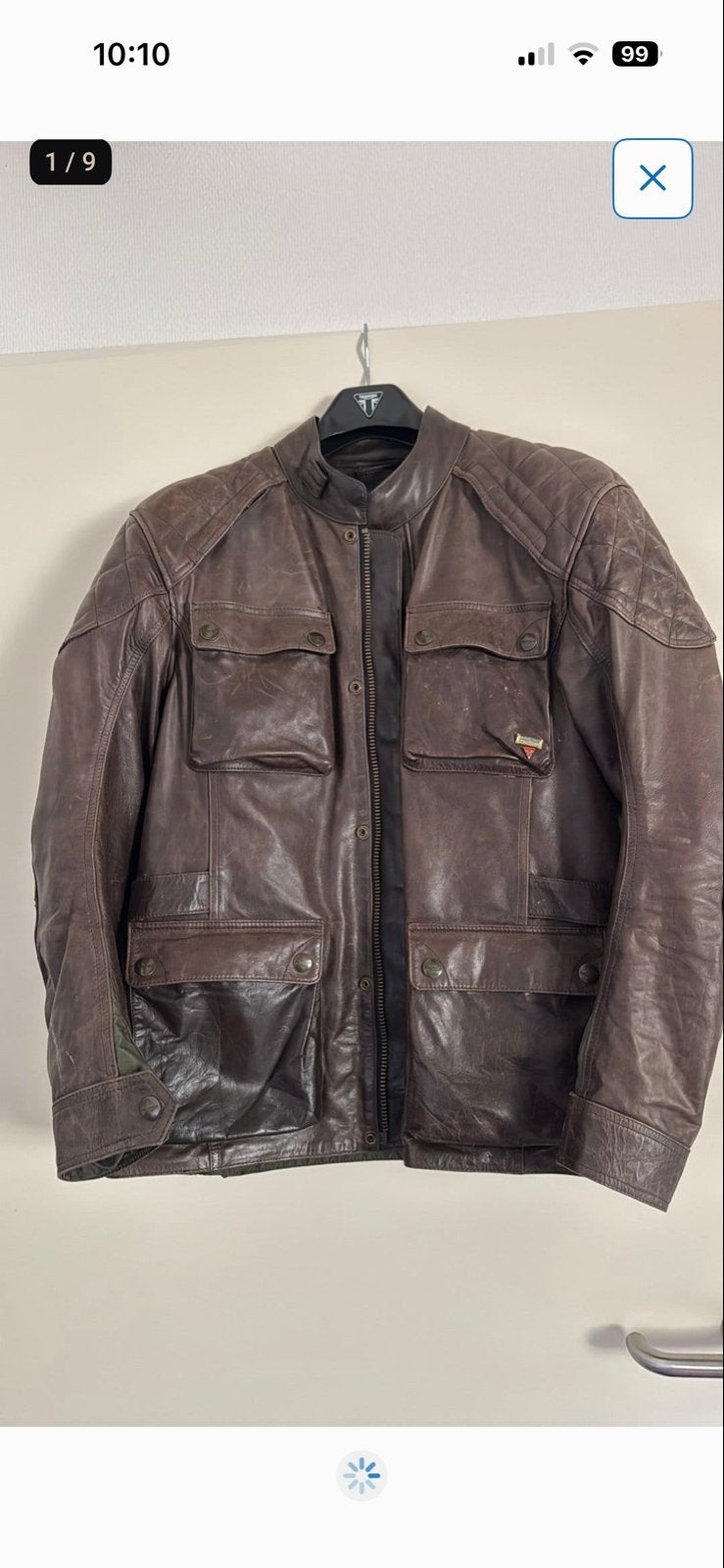 Stoere Triumph lederen motorjas maat L, Motoren, Ophalen of Verzenden, Tweedehands, Heren, Jas | leer