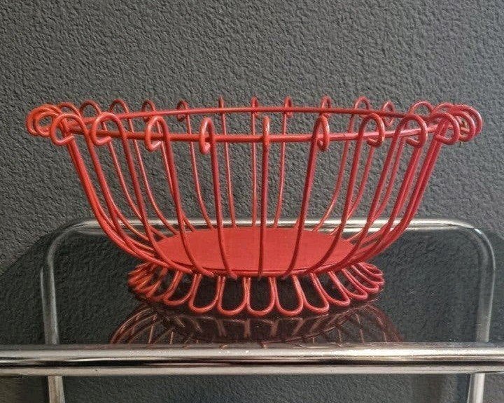 Vintage Draadstalen Fruitmand Rood | Mid-Century Pop-Art Des, Ophalen of Verzenden, Object, Metaal