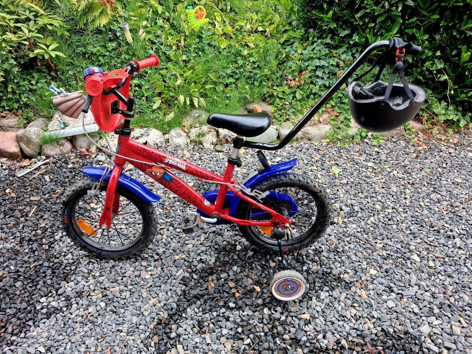 Jongensfiets 12 inch met zijwieltjes, Ophalen, Zijwieltjes, Velgrem, Spiderman