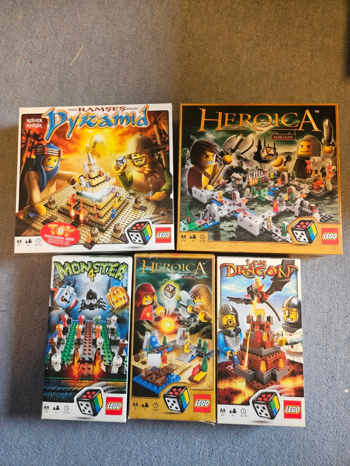 5x LEGO bordspellen: Ramses Pyramid, Heroica, Monster, Ophalen of Verzenden