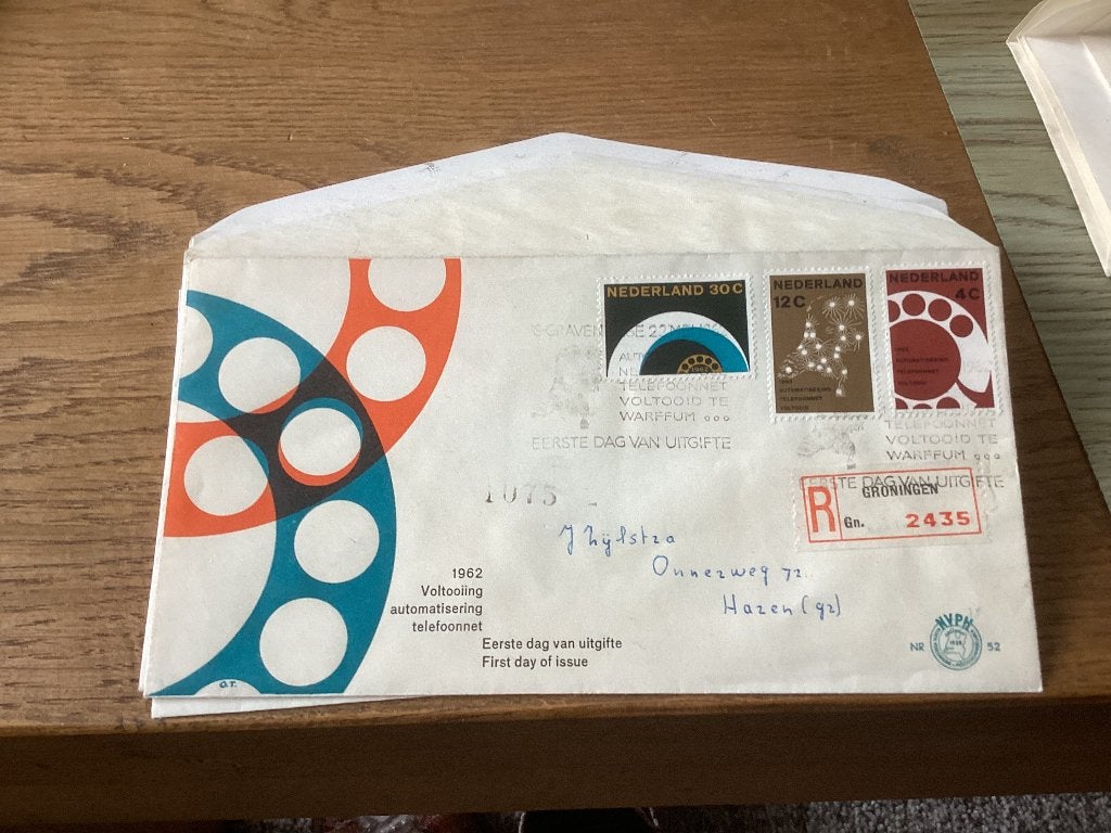 No2392 E52 Aangetekend Groningen Nederland jaargangen fdc, Postzegels en Munten, Postzegels | Eerstedagenveloppen, Ophalen, Beschreven