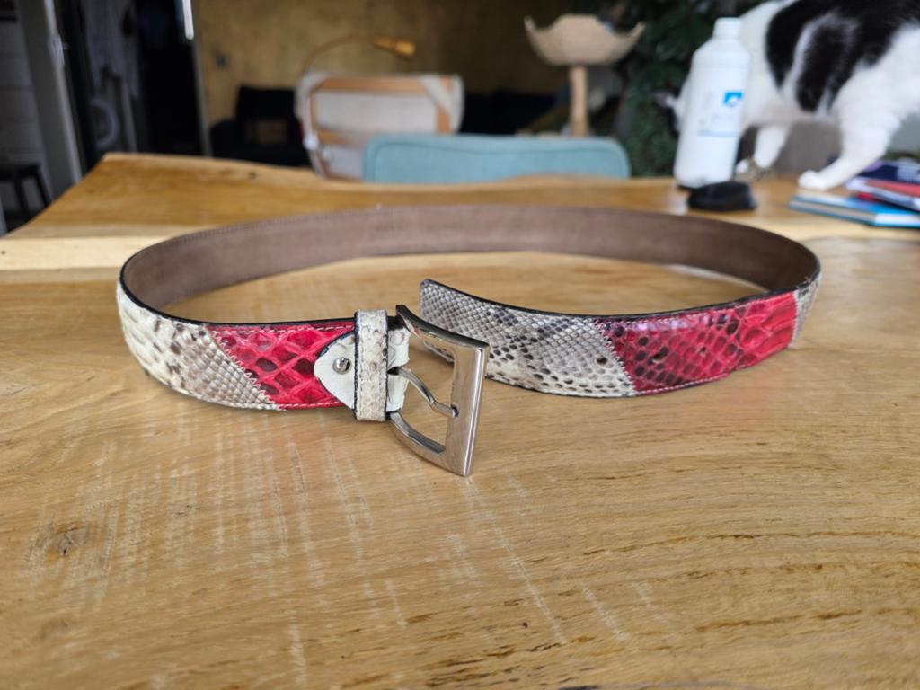Python leren riem heren. Lengte 122 cm. Breedte 4 cm, Ophalen of Verzenden, Bruin