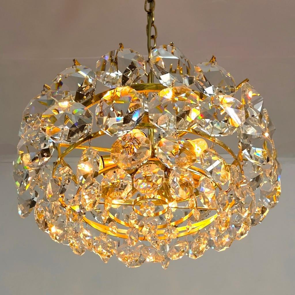 Palwa grote kristallen compacte kroonluchter 70s mid century, Ophalen of Verzenden