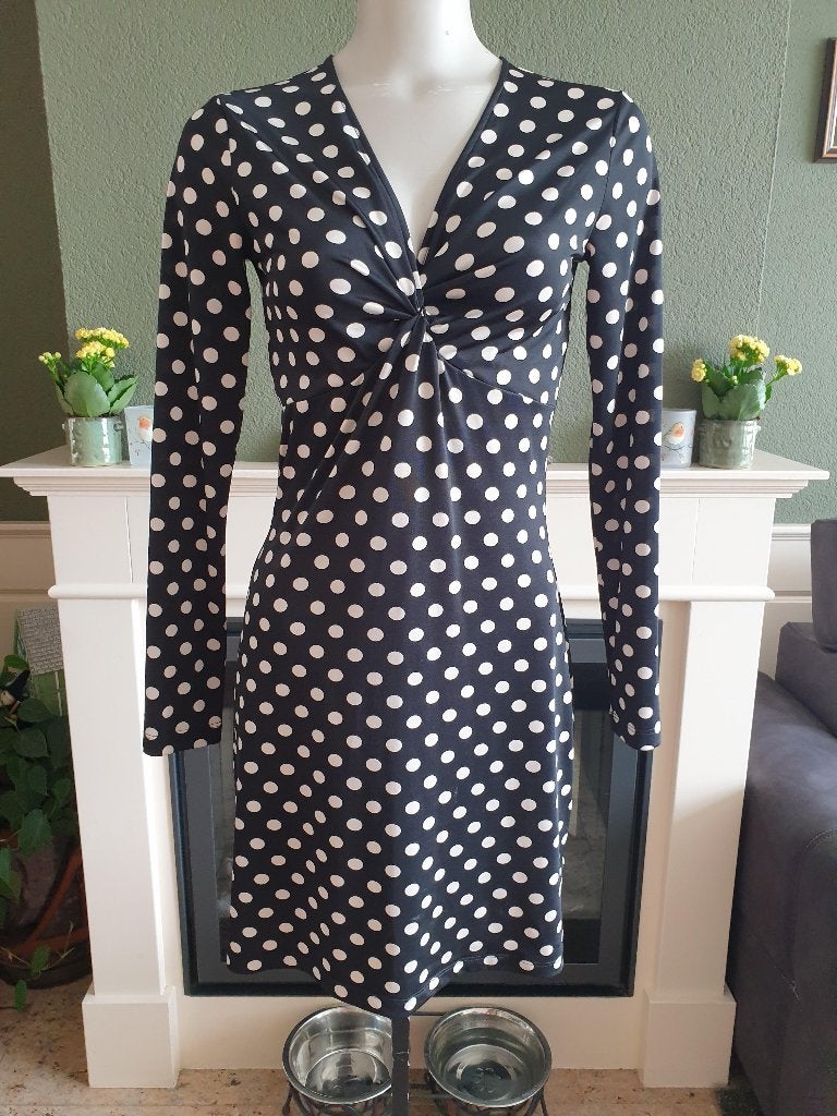 Kyra & Ko schitterende travelstof jurk mt S 36, Verzenden, Zwart, Zo goed als nieuw, Knielengte