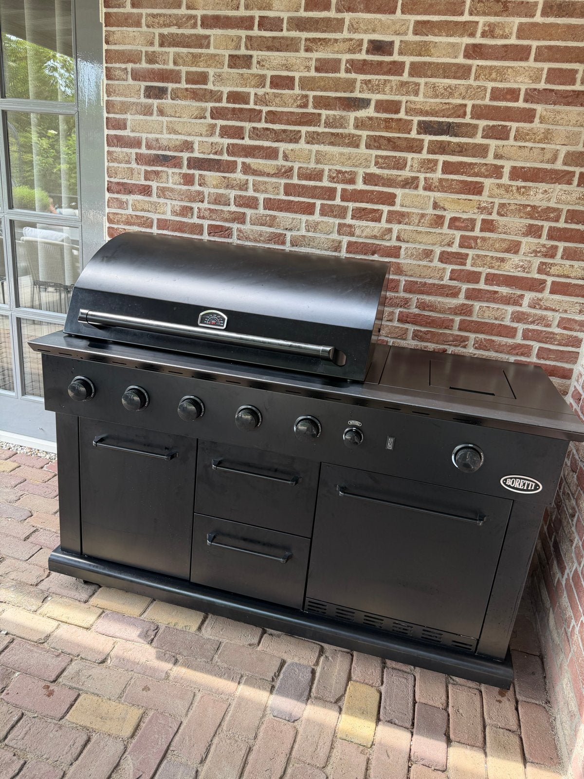 Boretti Luciano Buitenkeuken met Koelkast en Zijbrander, Ophalen, Zo goed als nieuw, Gas, Vrijstaand