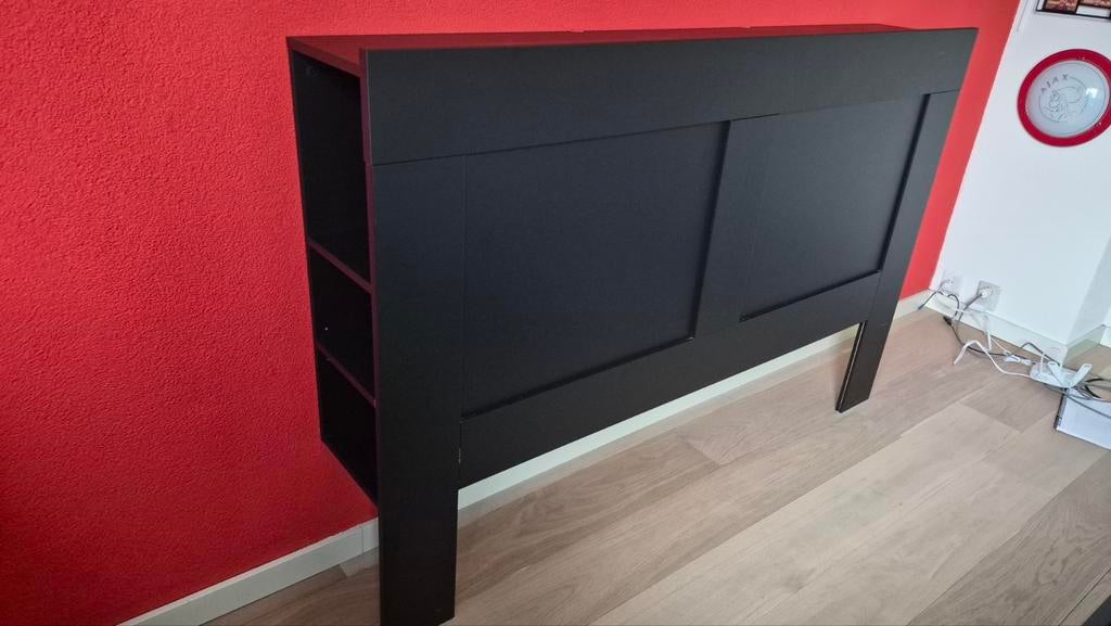 BRIMNES Hoofdeinde met bergruimte, zwart, 160 cm, Huis en Inrichting, Ophalen, Zwart, Tweepersoons, 160 cm