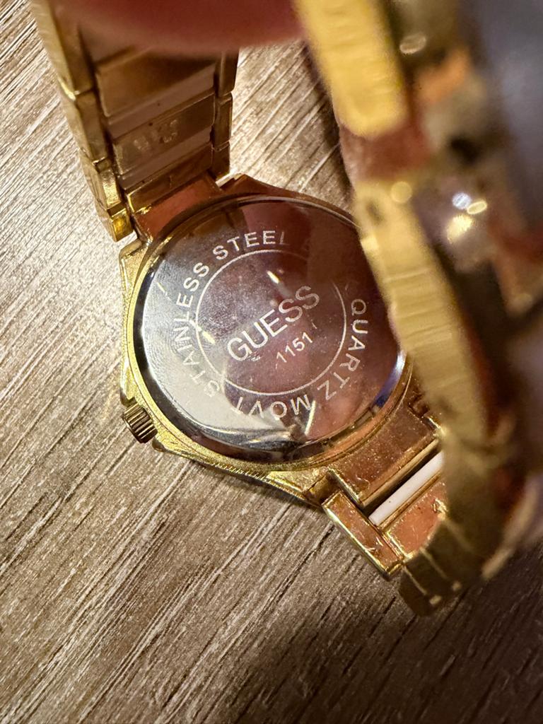 Guess Dameshorloge met Strass en Witte Band, Staal, Guess, Polshorloge, Overige materialen
