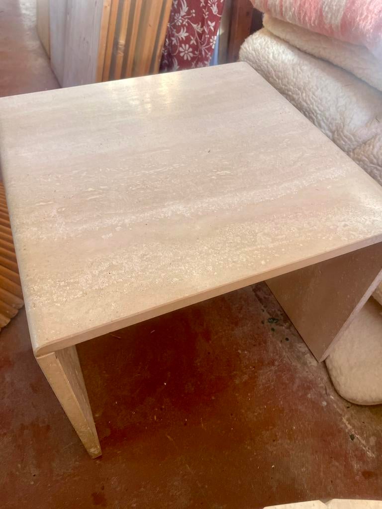Travertin echt vintage salontafel, 100 tot 150 cm, Zo goed als nieuw, Minder dan 50 cm, Rechthoekig