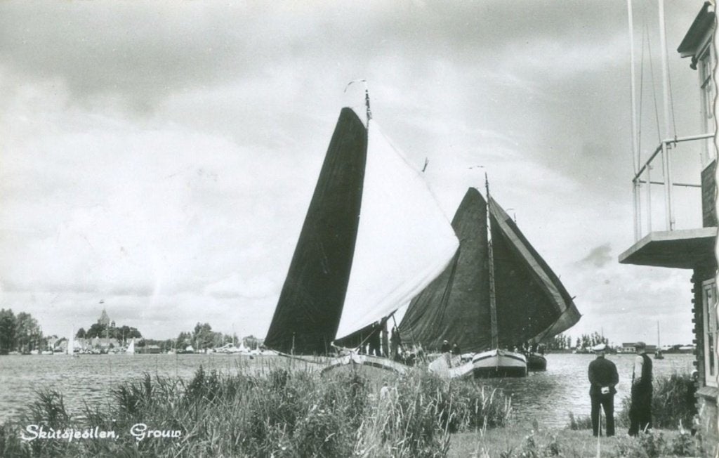 Grou(w) 1963; Skûtsjesilen - gelopen., Verzenden, 1960 tot 1980, Gelopen, Friesland