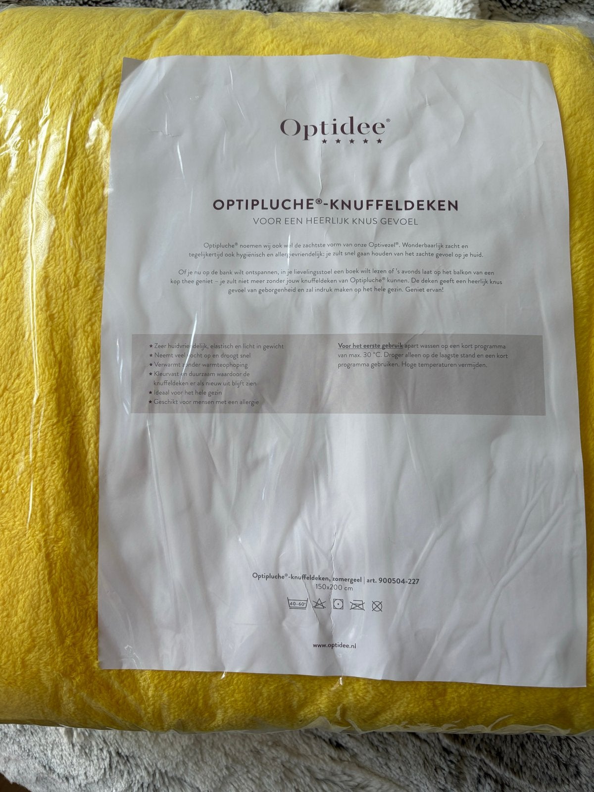 Optidee Optipluche Knuffeldeken - Geel, 150x200 cm, Huis en Inrichting, Verzenden, Nieuw
