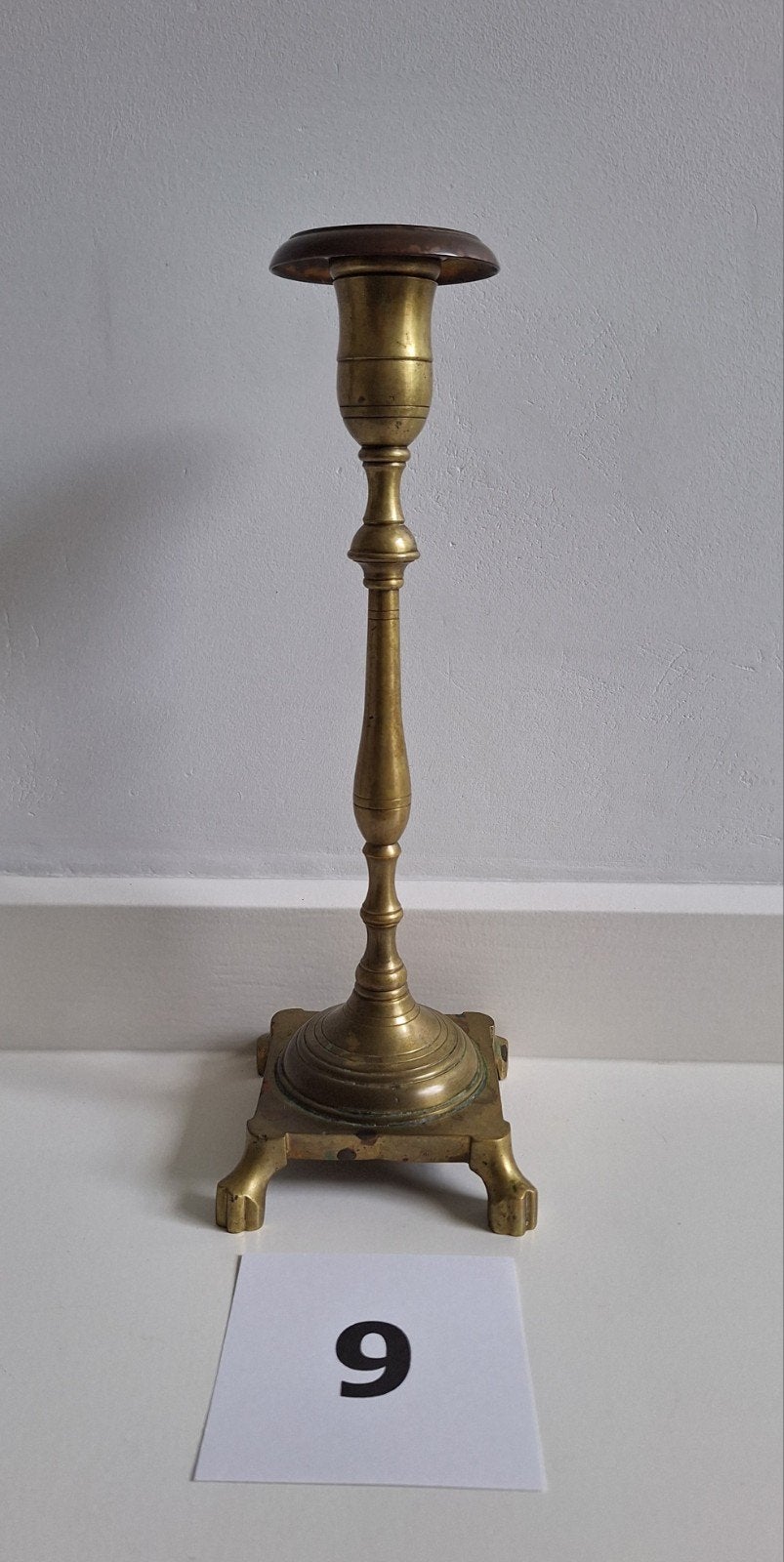 Nr. 9 - Koperen Kandelaar - 25,5 cm hoog, Ophalen of Verzenden, Koper of Brons