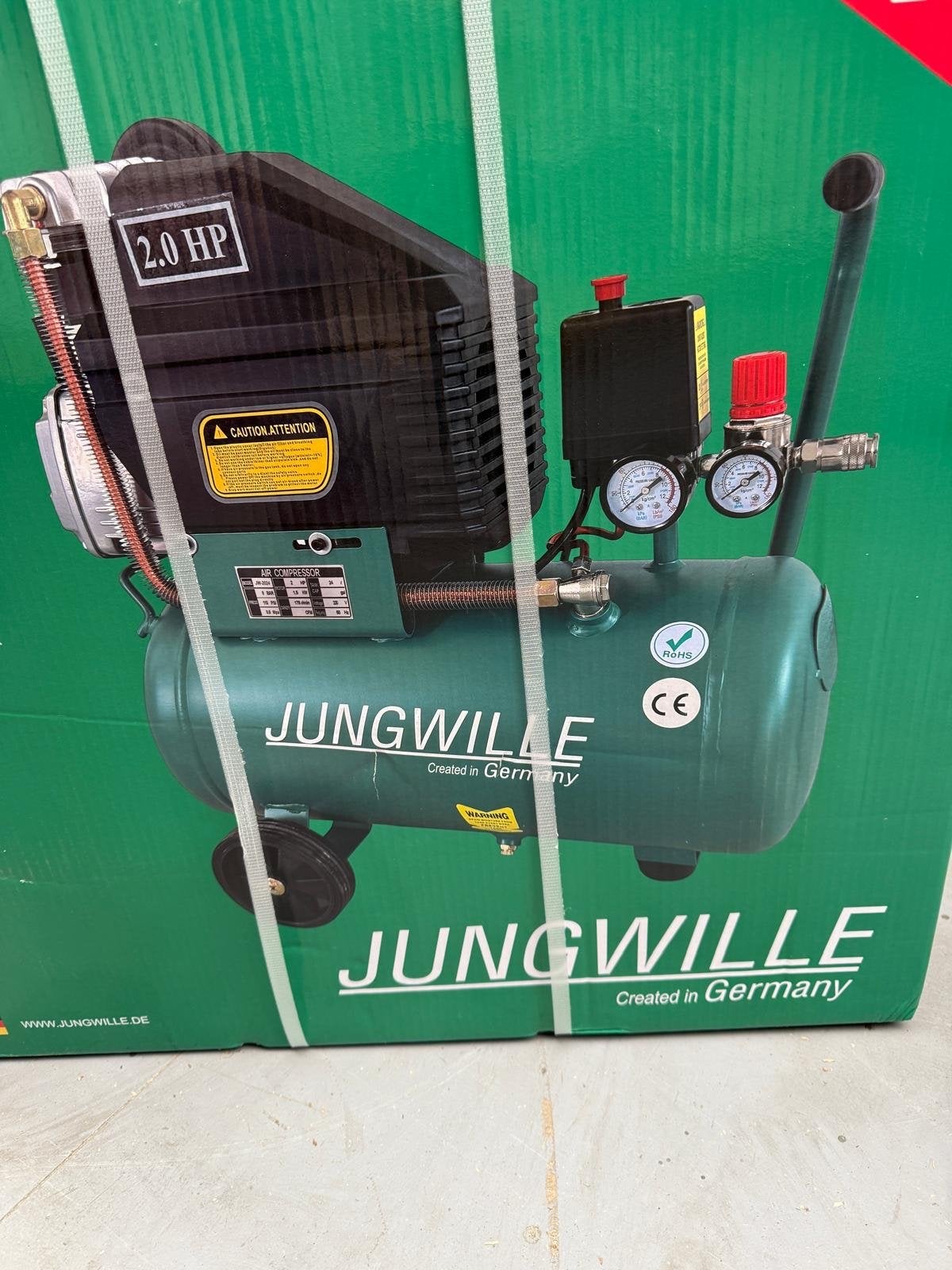 JUNGWILLE JW-2024 Luchtcompressor 24L - Nieuw in doos, Ophalen, 6 tot 10 bar, Nieuw, Minder dan 200 liter/min