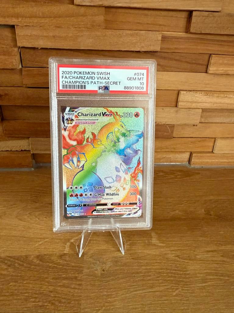 Pokémon Charizard VMAX PSA 10 GEM MT Rainbow Rare 074/073, Ophalen of Verzenden, Nieuw, Losse kaart, Foil