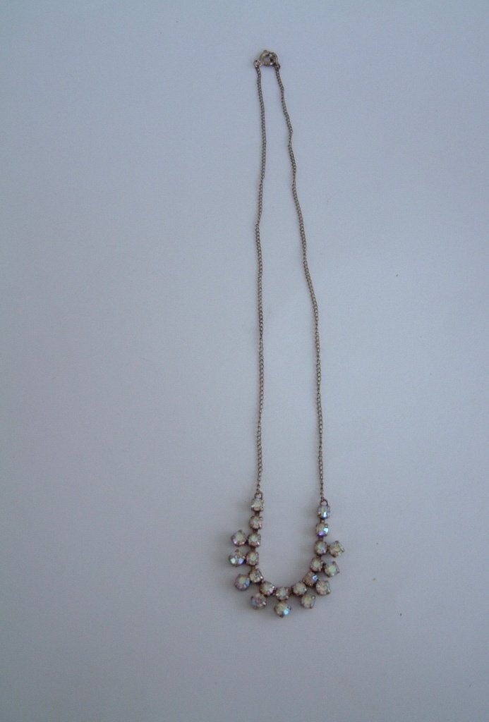 oude ketting ca 1950 -1960 met rijnsteen aurora borealis, Ophalen of Verzenden, Zo goed als nieuw, Overige materialen