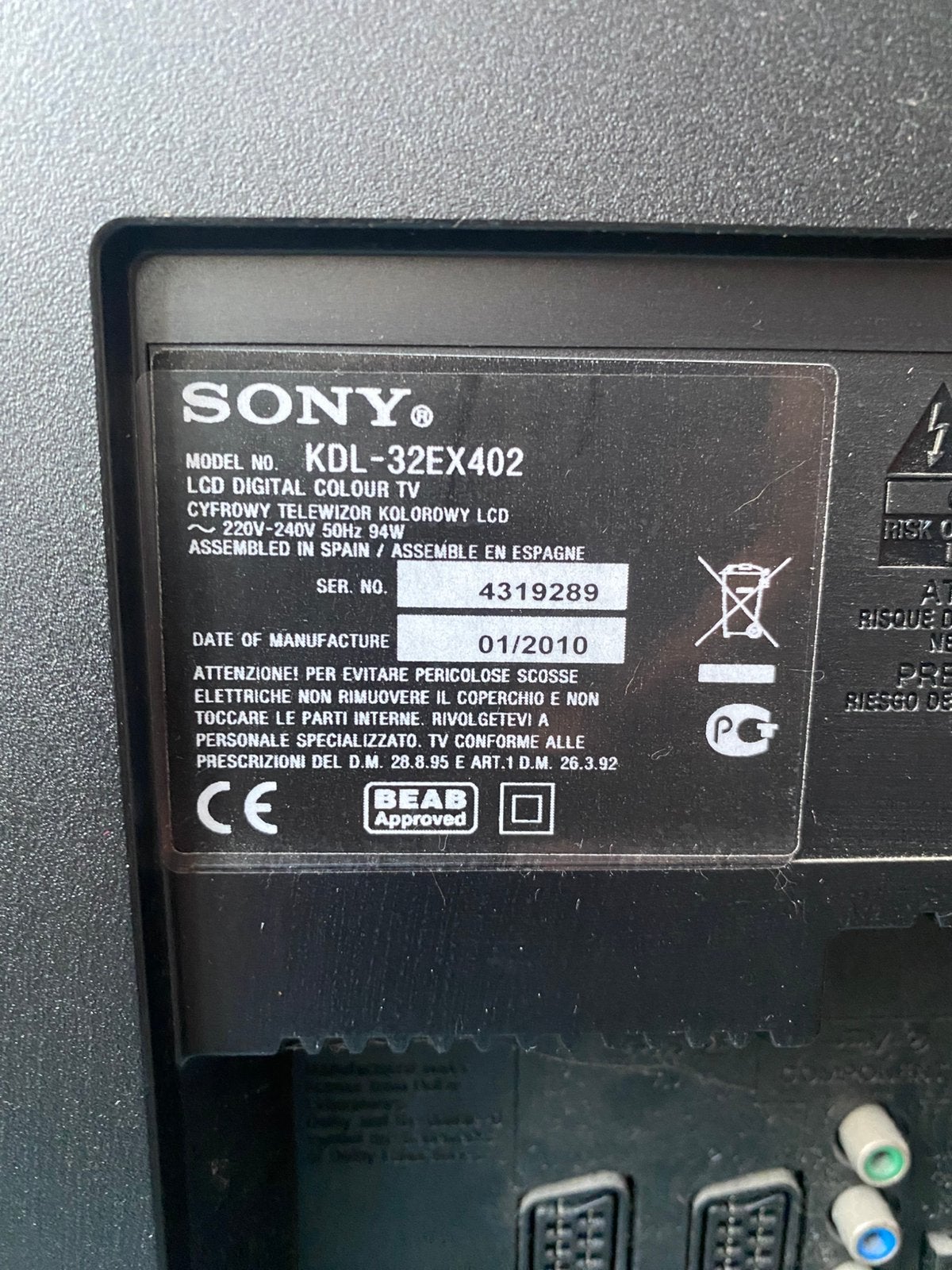 Sony Bravia, Ophalen, Gebruikt, 50 Hz, Sony