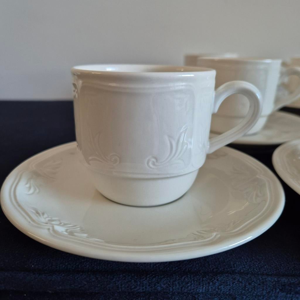 Villeroy & Boch Cortina Koffiekopjes met Schotel - 6 stuks, Gebruikt, Ophalen of Verzenden, Effen, Kop(pen) en/of Schotel(s)