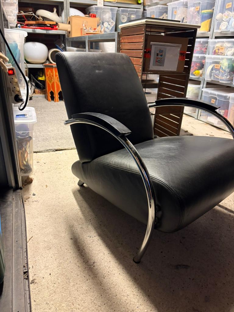 Gelderland 5470 lederen fauteuil Lotus Jan des Bouvrie, Huis en Inrichting, Fauteuils, Ophalen, Gebruikt, 75 tot 100 cm, 50 tot 75 cm