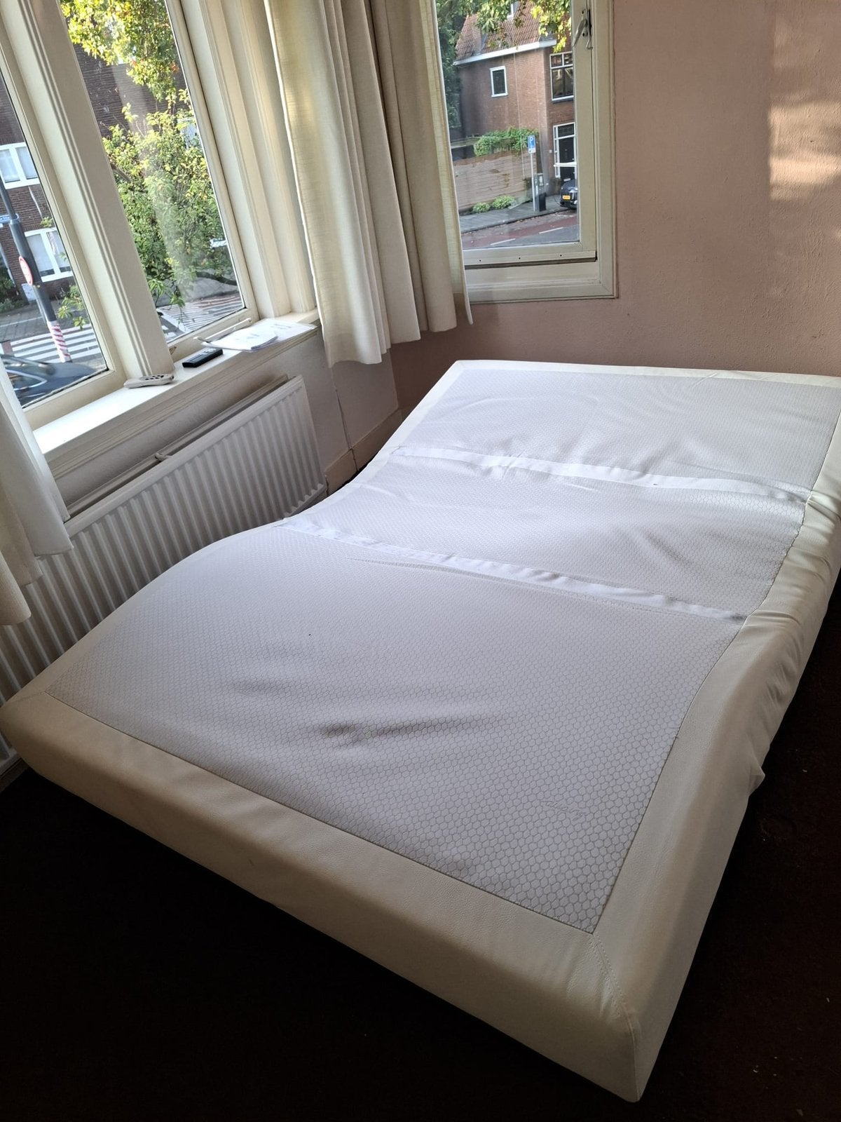 Elektrisch Auping bed 140 breed., Ophalen, Gebruikt, Wit, 140 cm