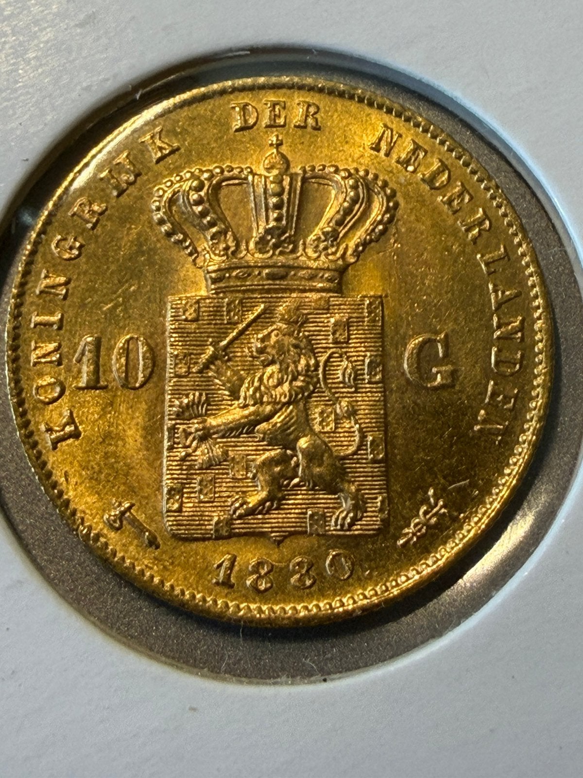 Gouden tientje 1880, Ophalen of Verzenden, Koning Willem III, 10 gulden, Goud