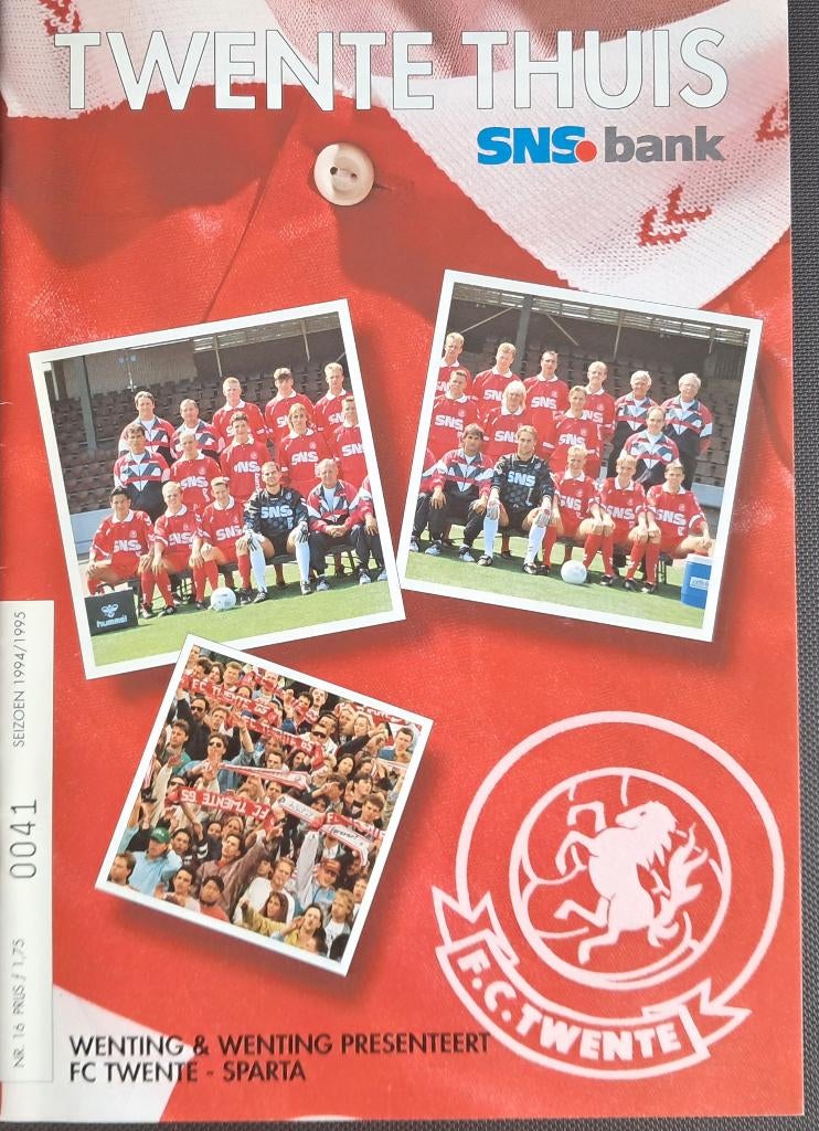 FC Twente - Sparta 1994/1995, Verzamelen, Ophalen of Verzenden, Zo goed als nieuw, F.C. Twente, Boek of Tijdschrift