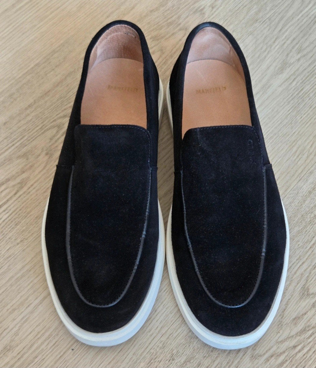 Heren loafers - Manfield, Verzenden, Zo goed als nieuw, Zwart, Loafers