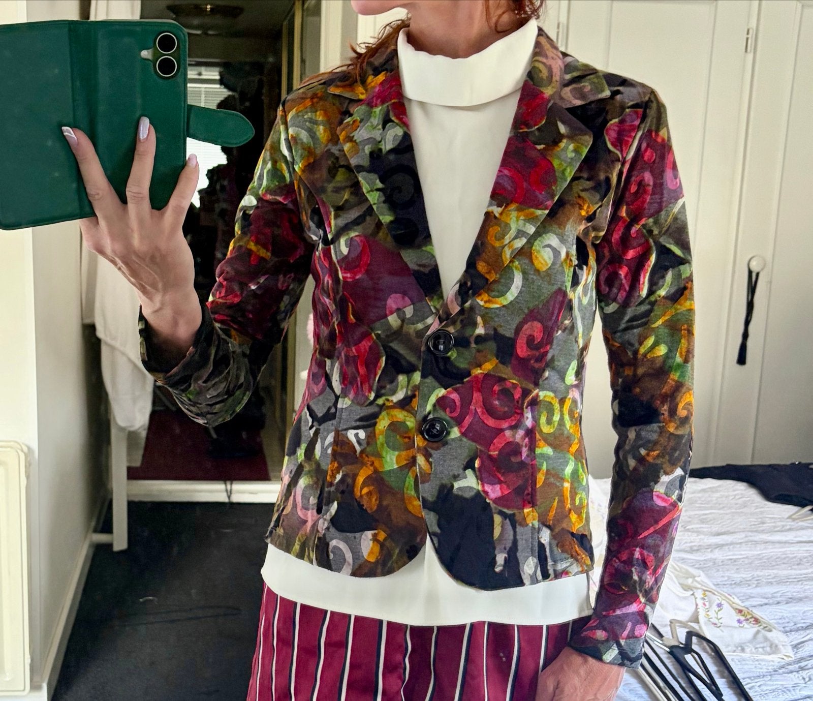 LIV Zwart Gebloemd Velours Blazer Jasje Maat M 38, Maat 38/40 (M), Zwart, Ophalen of Verzenden, Zo goed als nieuw