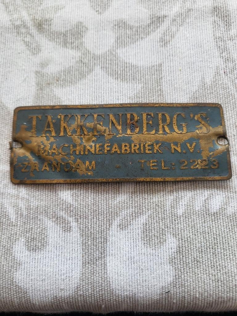 Koperen plaatje van fabriek., Ophalen of Verzenden, Gebruikt