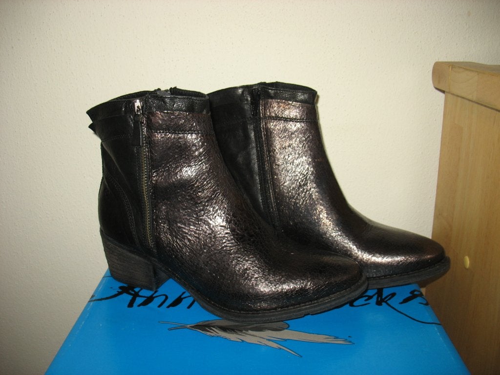 Ann Rocks Leren Enkellaarzen Zwart / Glitter Effect Mt. 39, Kleding | Dames, Schoenen, Ophalen, Ann Rocks, Zwart, Nieuw