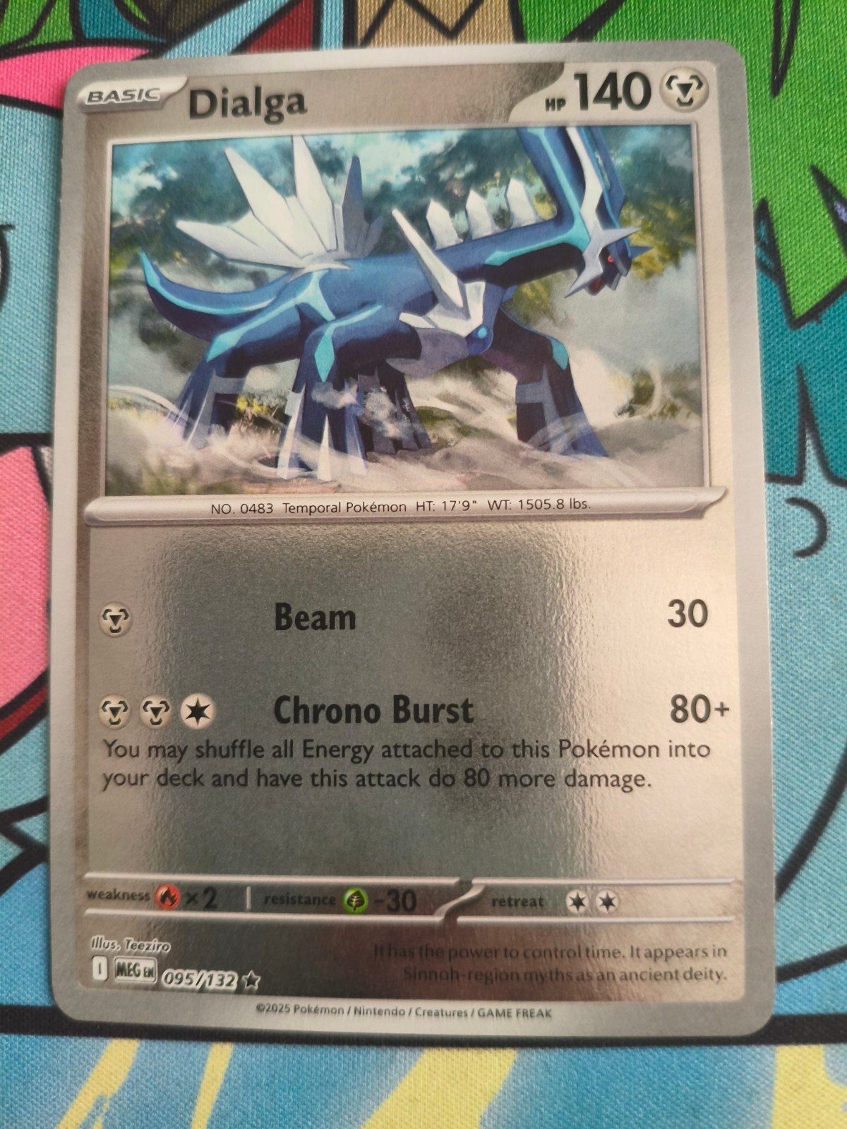 Dialga 095/132 Reverse Holofoil Mega Evolution, Ophalen of Verzenden, Zo goed als nieuw, Losse kaart, Foil