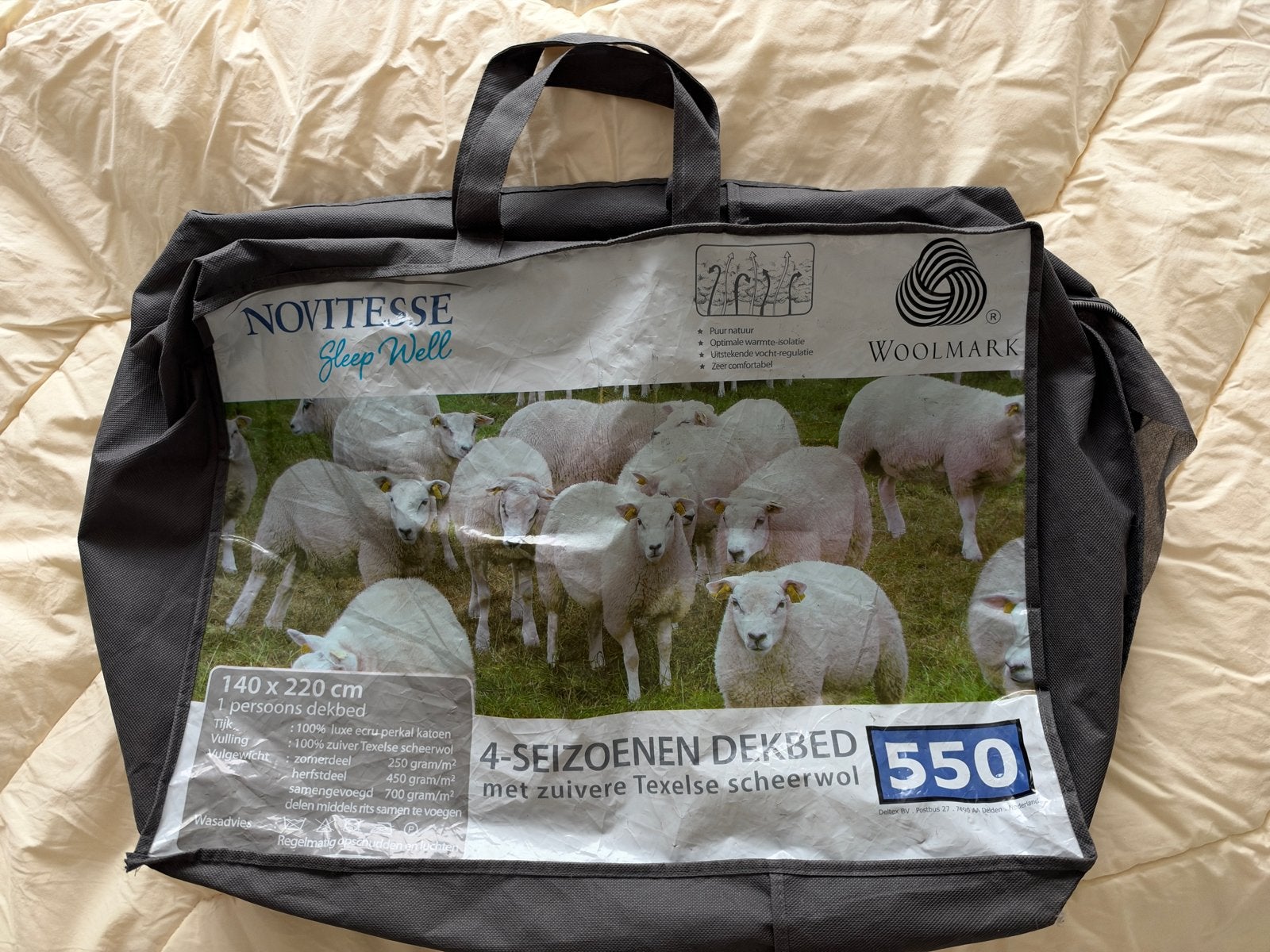 Novitesse Sleep Well 4-seizoenen dekbed Texelse scheerwol 2x, Ophalen, Eenpersoons, Wit, Ademend