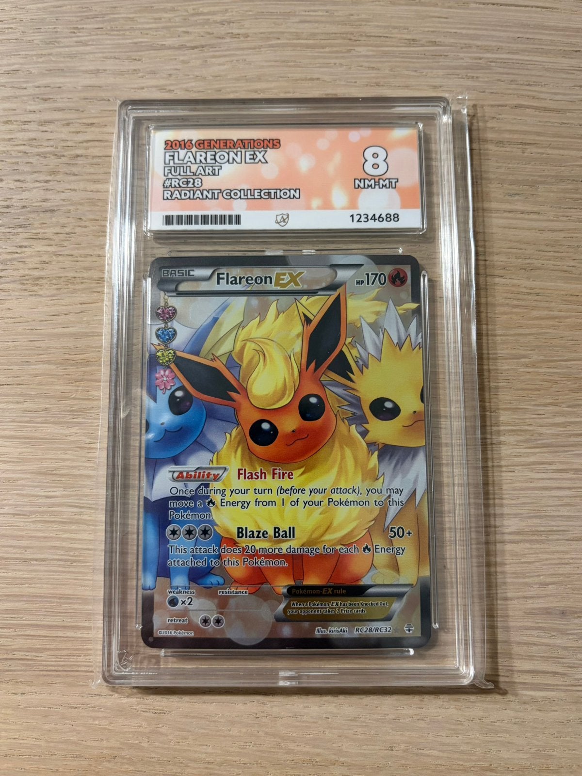 Flareon EX #RC28 Radiant Collection - Grade 8 NM-MT, Ophalen of Verzenden, Zo goed als nieuw