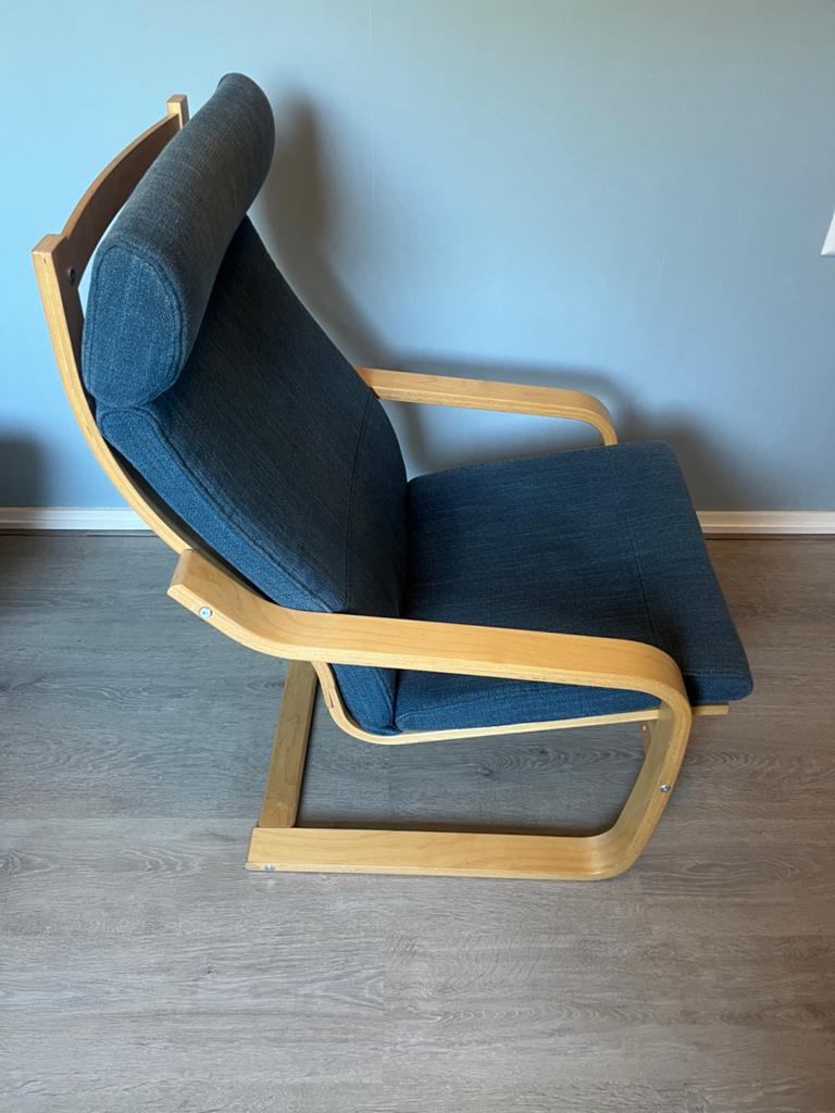 IKEA Poäng stoel met blauw kussen, Ophalen, Gebruikt, Blauw, Eén