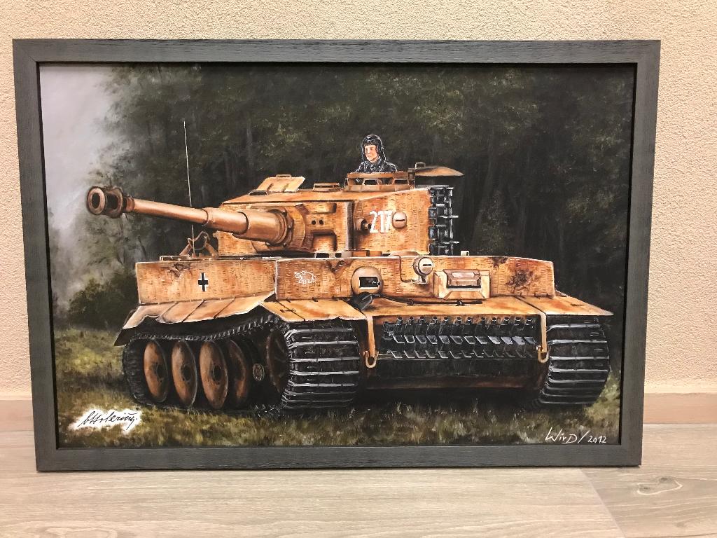 wehrmacht schilderij tiger tank, Ophalen of Verzenden, Landmacht, Nederland, Overige typen