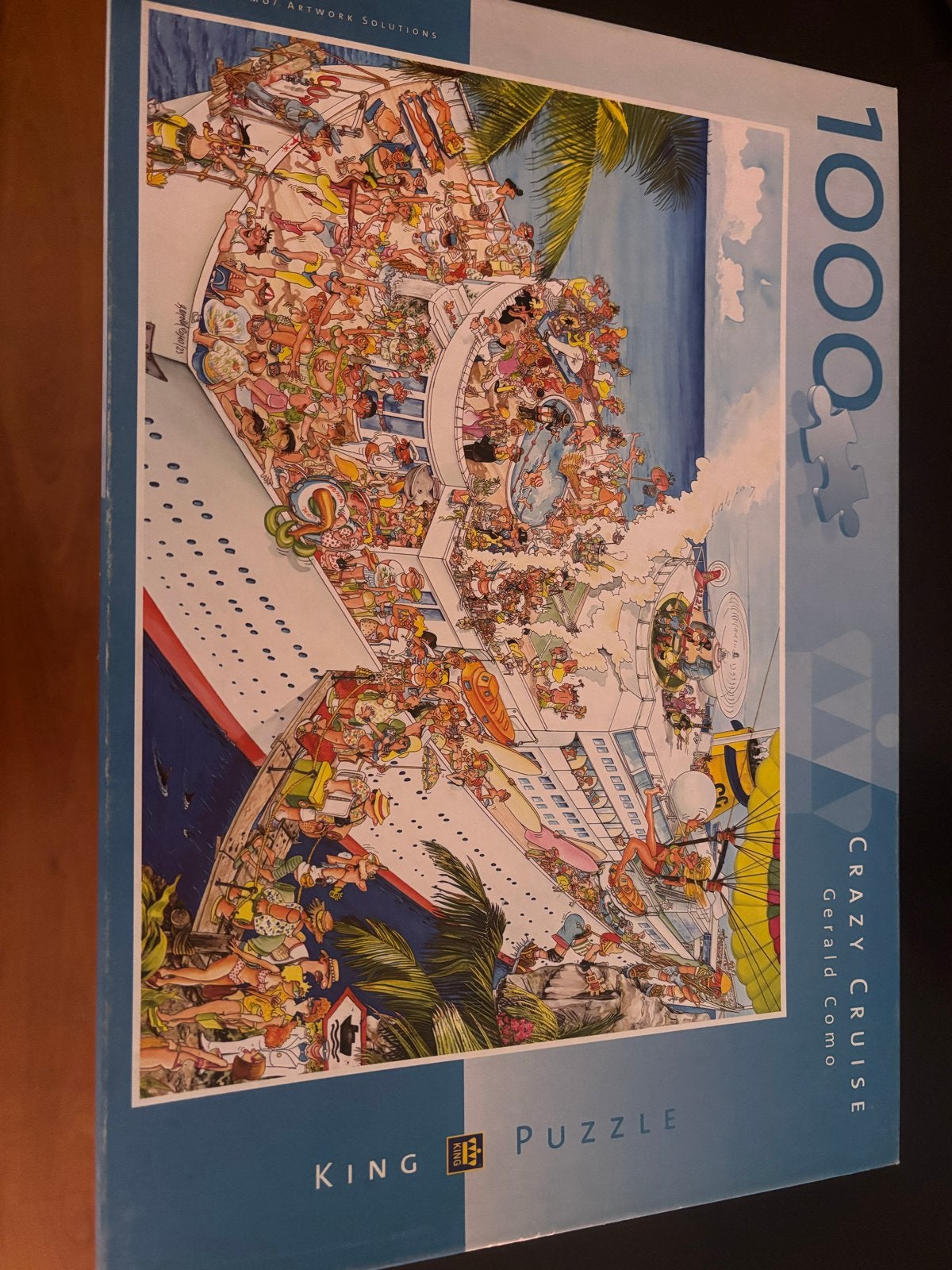 King Puzzel Crazy Cruise 1000 stukjes Gerald Como, Ophalen of Verzenden, 500 t/m 1500 stukjes, Gebruikt, Legpuzzel