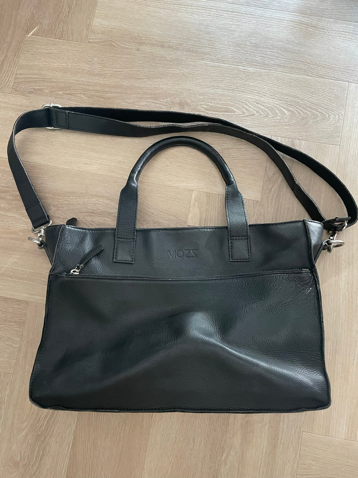 Zwarte Leren luiertas van MOZZ bags in goede staat, Ophalen, Gebruikt