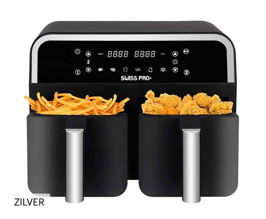 OP=OP NIEUWE DUBBELE AIRFRYERS SWISS PRO+ VAN 100 VOOR .., Nieuw, 1500 gram of meer, Ophalen of Verzenden, .
