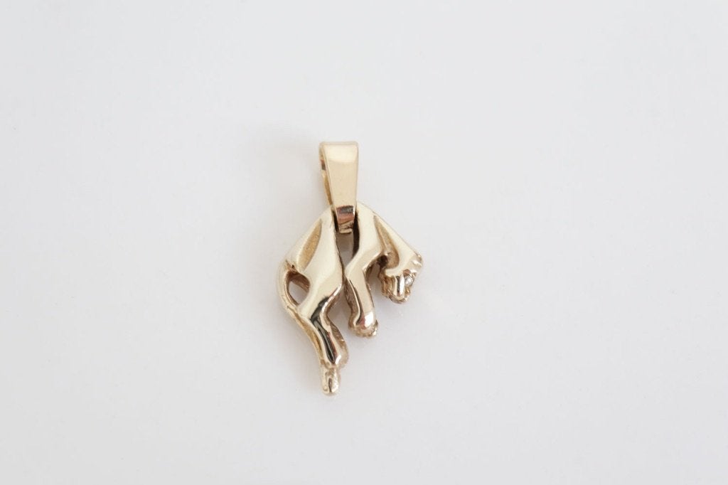 14 Karaat Gouden Panter Hanger met Diamant, Ophalen of Verzenden, Zo goed als nieuw, Met edelsteen, Goud