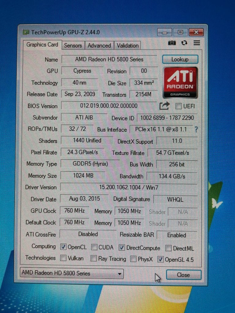 Vintage Radeon 5850 videokaart., Computers en Software, Videokaarten, Gebruikt, AMD, GDDR, HDMI