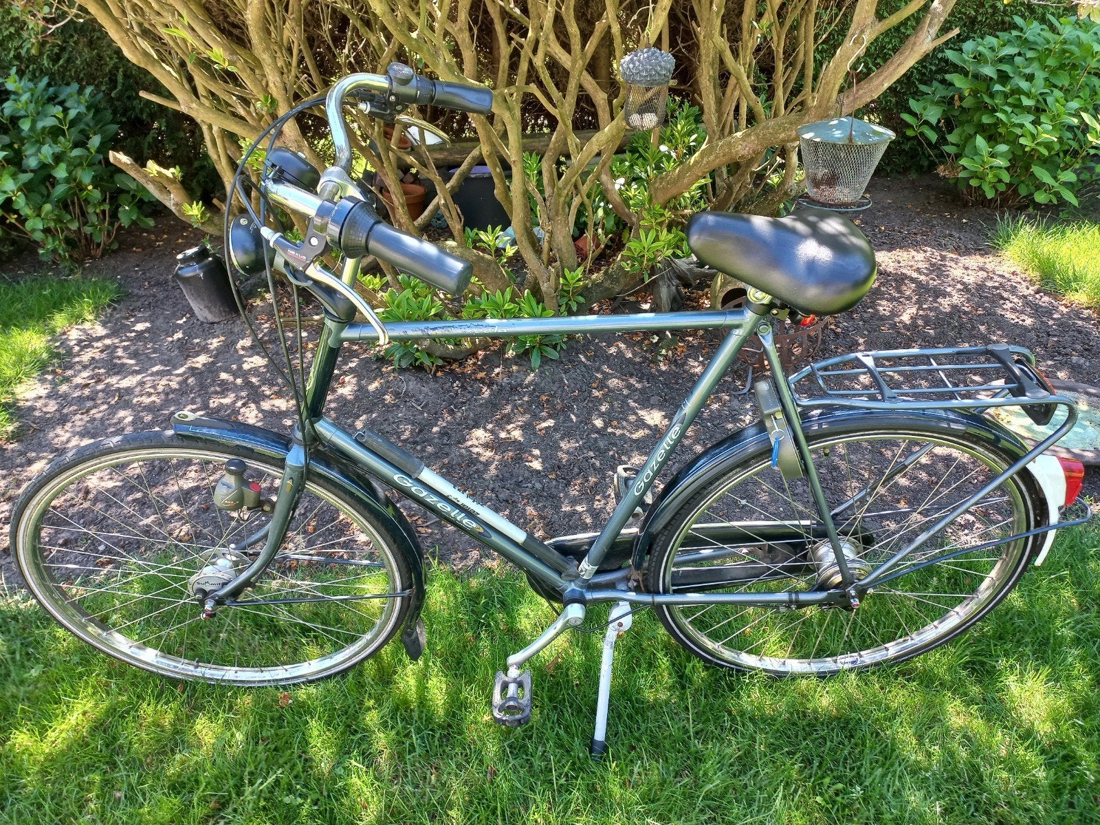Gazelle herenfiets 66 cm frame grijs blauw, Ophalen, Gebruikt, Velgrem, Versnellingen