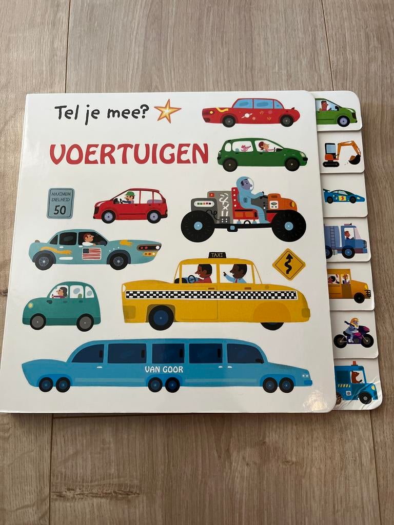 Tel je mee? Voertuigen - Leerzaam kinderboek, Ophalen of Verzenden, Zo goed als nieuw, Uitklap-, Voel- of Ontdekboek, 1 tot 2 jaar
