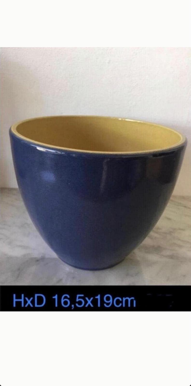 vintage blauwe geglazuurde bloempotten diverse jaren ‘60 pot, Ophalen, Rond, Binnen, Zo goed als nieuw