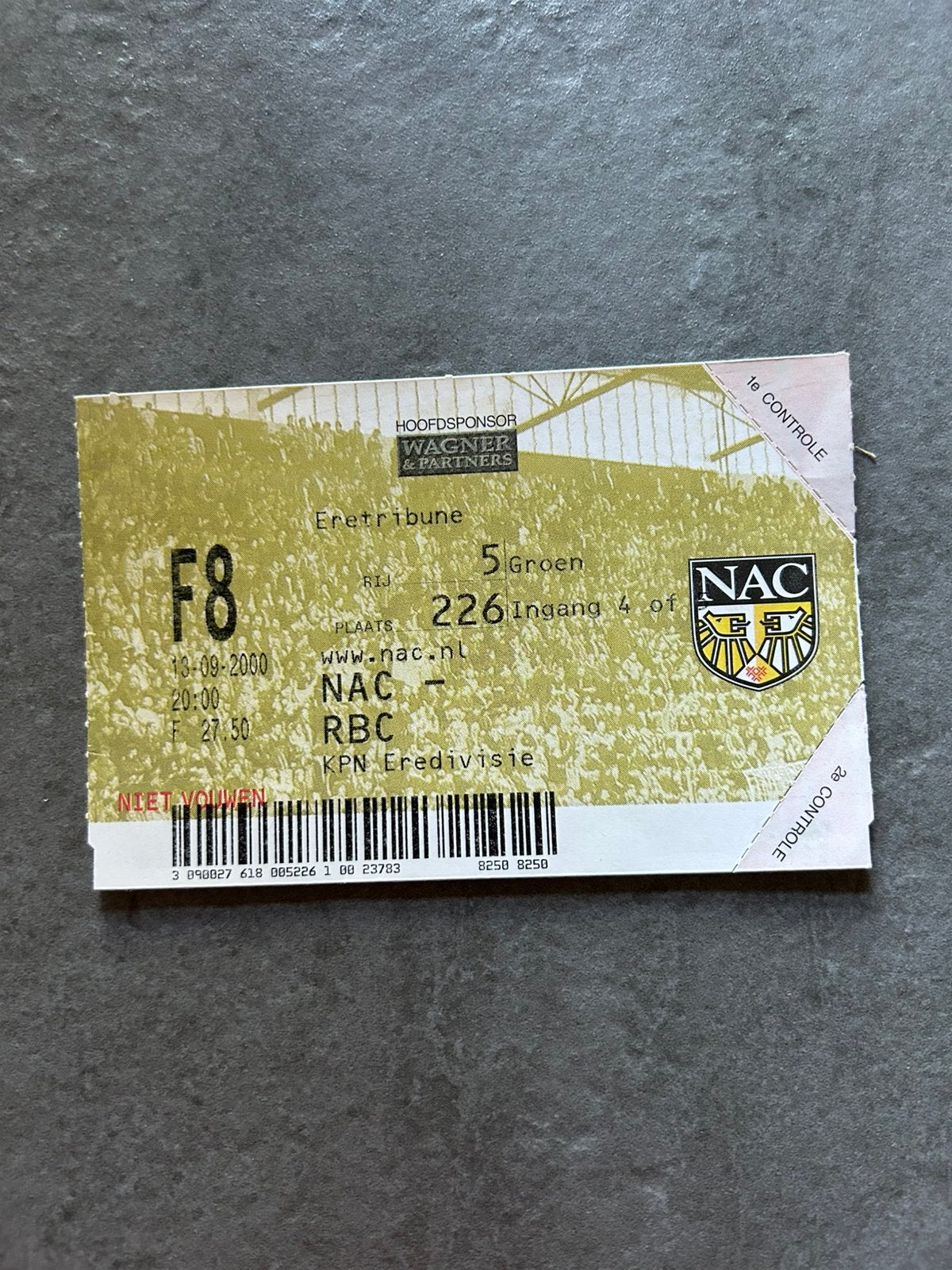 NAC - RBC ticket, Verzamelen, Sportartikelen en Voetbal, Ophalen of Verzenden, NAC Breda, Overige typen
