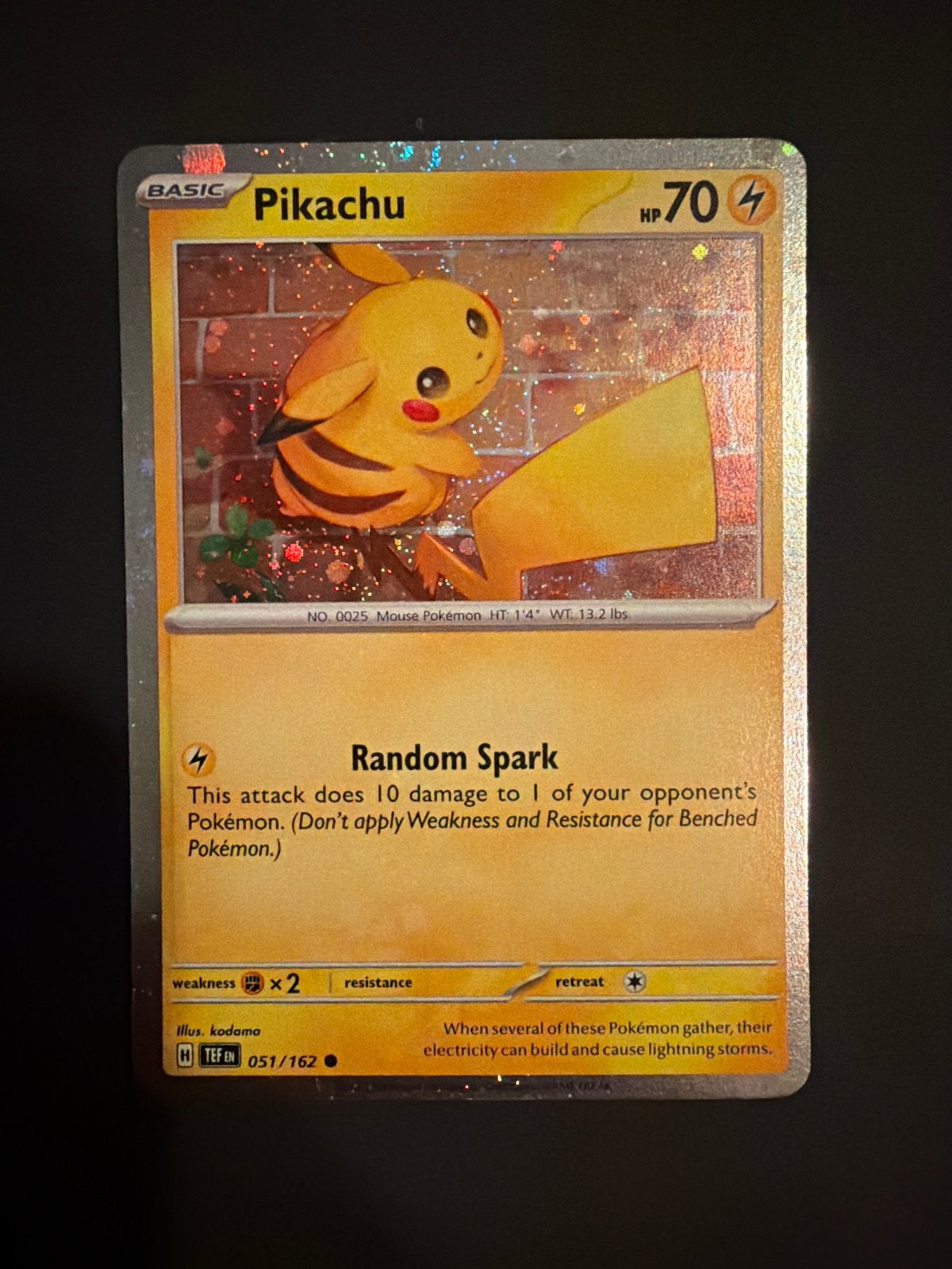 Pikachu Pokémon Kaart 051/162 - Nieuwstaat, Verzenden, Nieuw, Losse kaart, Foil