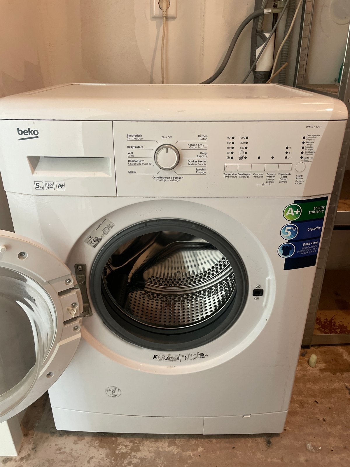 Beko wasmachine, Ophalen, 1200 tot 1600 toeren, Gebruikt, Minder dan 85 cm