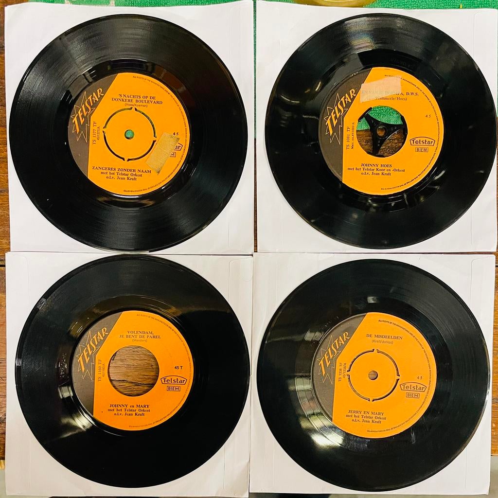 Vier hollandstalige piraten muziek op Telstar Label, Gebruikt, Originele persing, 7 inch, Ophalen of Verzenden