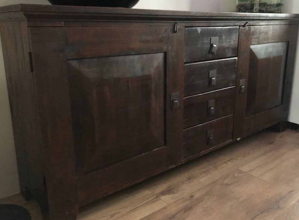 Massieve ladekast dressoir van gelakt exotisch hout, Huis en Inrichting, Kasten | Dressoirs, Zo goed als nieuw, 25 tot 50 cm, Ophalen