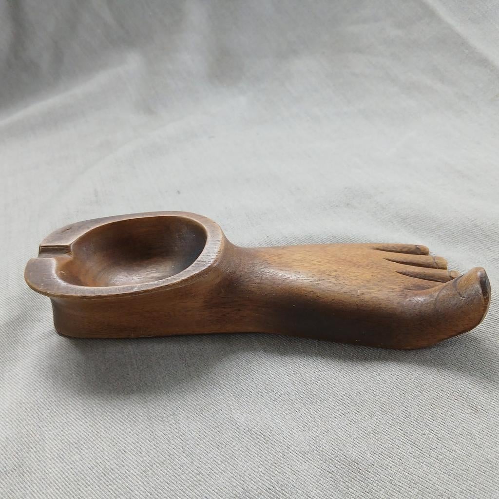 Teakhouten, jouten voet, Asbak, vide poche, Ophalen of Verzenden