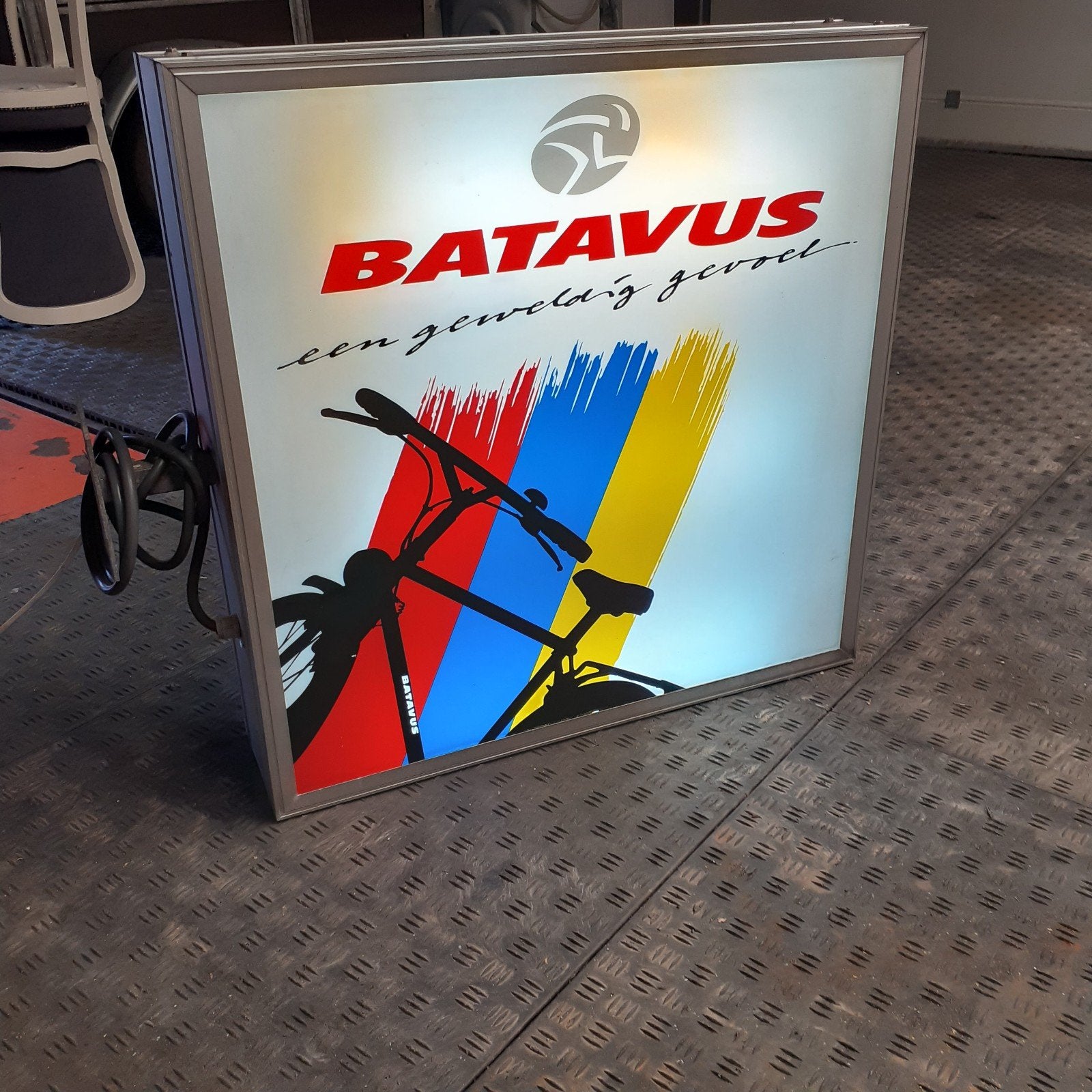 Batavus -lichtbak reclame Decoratie, Ophalen, Gebruikt, Lichtbak of (neon) lamp