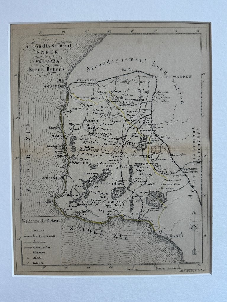 1861 - Arrondissement Sneek - Friesland P0851-07, Ophalen of Verzenden, Gravure, 1800 - 1899