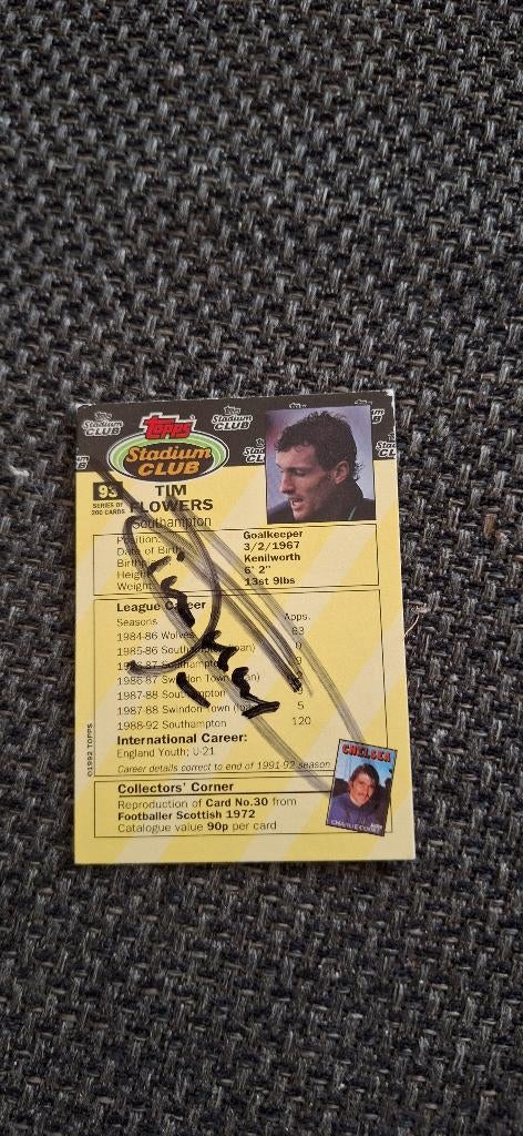 Topps Trading card met handtekening; Tim Flowers # Blackburn, Verzamelen, Sportartikelen en Voetbal, Ophalen of Verzenden, Nieuw
